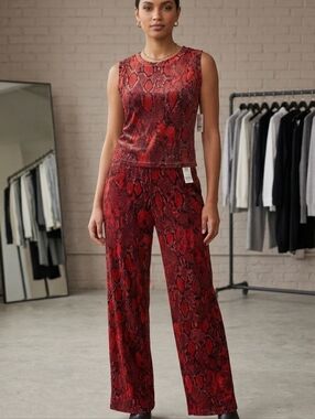 New without tags NY&C snake print velour set